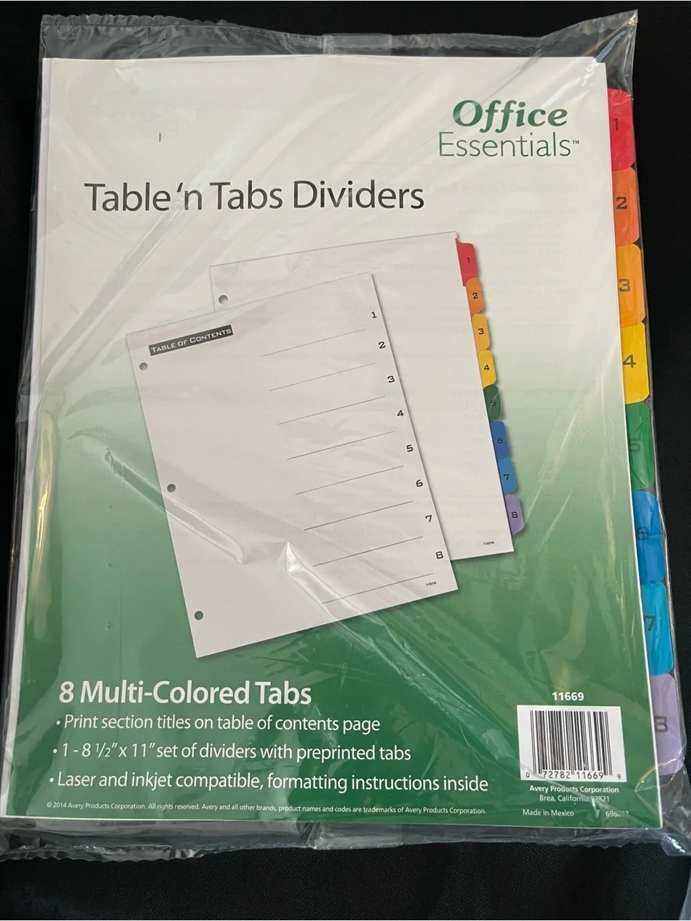 Office Essentials Table 'n Tabs Dividers - Multi-Colored Tabs 3 sets